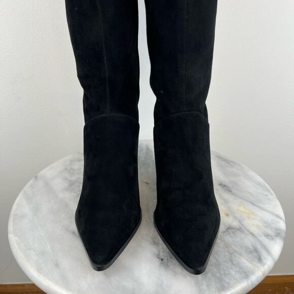 Steve Madden Leyna Black Suede Western Inspired Kitten Heel Tall Boots (Sz 6) - Picture 3 of 14
